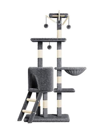 Домик когтеточка для кошек lesko tm100 dark gray царапка с игровым комплексом