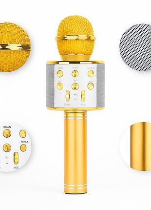 Оченка! мікрофон караоке wster art: ws-858 bluetooth usb aux fm gold (ржавиця на корпусі 2385)