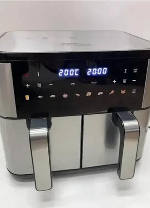 Двокамерна аерофритюрниця zepline zp-209 із сенсорним керуванням та led-дисплеєм (4000 вт, 12 л)