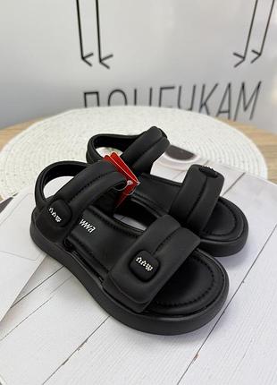 Босоножки apawwa 26 27 29 31 для девочки черные на липучке детские летние (вз2060)