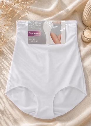 Коригувальні безшовні трусики blue rose shapewear з високою посадкою і силіконовою підтримкою білі