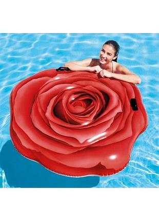 Надувной плот intex "роза" красный 168*104*20 см с ручками 58783eu