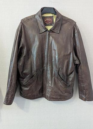 Кожаная куртка vintage kanaz italy натуральная кожа коричневая made in italy 54/l-xl