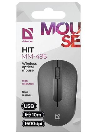 Комп'ютерна мишка безпровідна 3 кнопки/usb 2.4ghz/1600dpi mm-495, 27296 defender