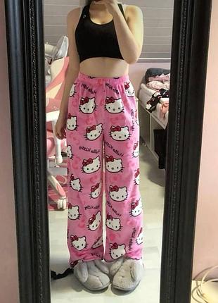 Домашні флісові штани hello kitty • м'якість, тепло та максимальний затишок