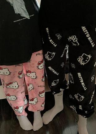 Плюшевые штаны hello kitty и человек-паук | унисекс | тепло и уют в каждом движении