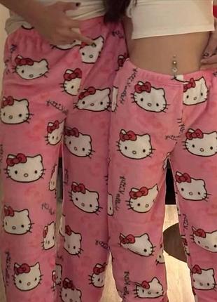 Жіноча піжама hello kitty + людина-павук | яскраві плюшеві штани з улюбленими героями та теплим настроєм