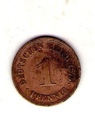 Немецкая империя 1 пфениг, 1875 год медь, 2g, ø 17.5mm no3488