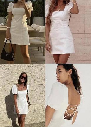 Натуральное платье zara в белом цвете