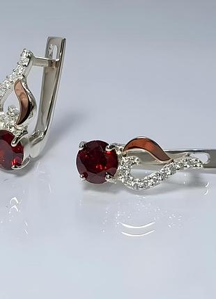 Серебряные серьги с золотыми вставками