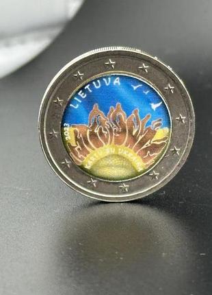 Литва 2 евро 2023 г. слава украине! цветая
