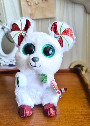 🎄 новогодний белоснежный мышонок ty beanie boos (оригинал)