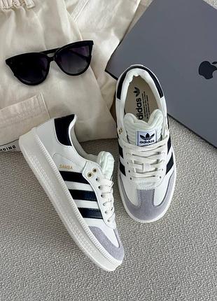 Стильные женские кроссовки adidas samba xlg white/black