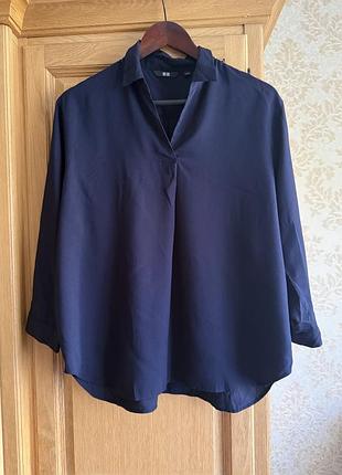 Сорочка легка темносиня жіноча uniqlo