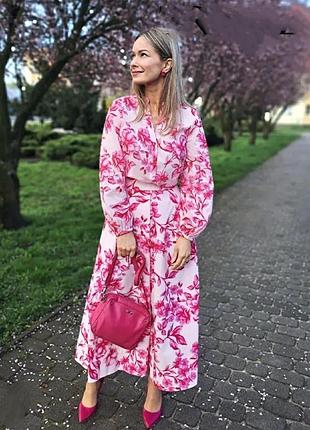 Zara яскравий бавовняний костюм блуза спідниця квітковий принт/14943/