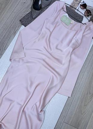 Нова вечірня сукня h&m m довге плаття комбінація пудрова сукня з розрізом на нозі сатинова сукня