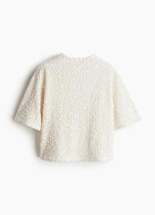Women's cream sequined top кремовий топ з паєтками від h&m,