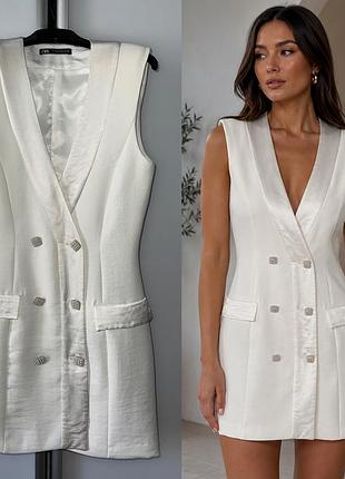 Белое платье пиджак zara зара