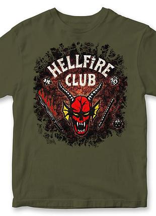 Футболка с принтом "hellfire club" адский клуб stranger things 1 хаки, l