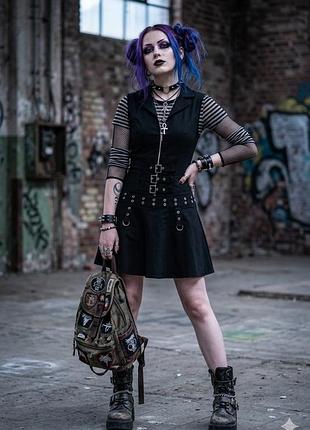 Готична сукня banned astrid mini dress сарафан в готичному стилі байкерське плаття