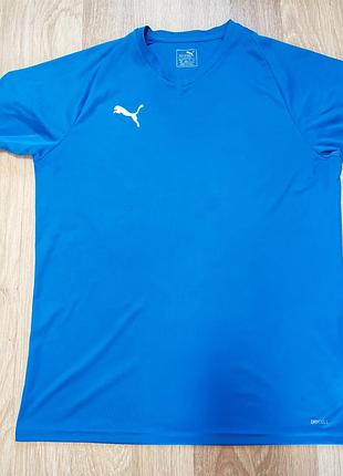 Футболка puma синяя l, полиэстер drycell, идеальное состояние без нюансов