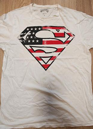 Футболка superman с американским флагом, размер l, 100% хлопок