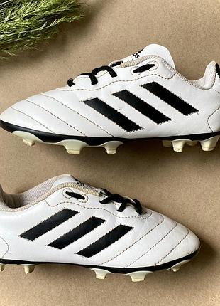 Бутсы детские для мальчика adidas goletto fg 30,5 размер | стелька 18,5 см | белые кожаные сороконожки