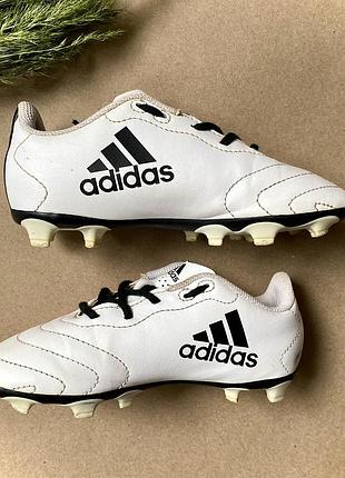 Бутси дитячі для хлопчика adidas goletto fg 30,5 розмір | устілка 18,5 см | білі шкіряні сороконіжки