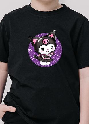 Детская футболка с принтом унисекс для мальчика и девочки 110 "kuromi" черный