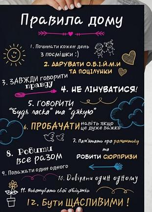 Табличка настенная интерьерная правила дома