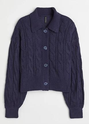 Кардиган вʼязаний на ґудзиках h&m, кардиган з коміром, укорочений кардиган