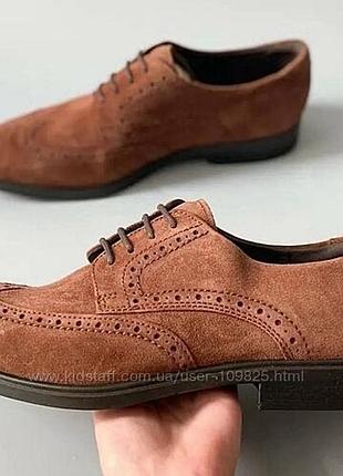 Туфлі броги ecco melbourne 621664 оригінал натуральна замша р.45