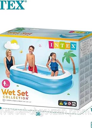 Надувной бассейн intex 57180 np «семый» 203х152х48см, объем 540л, 3+