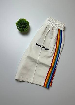 Шорти palm angels білі ямайка/різнокольорові s-m-l