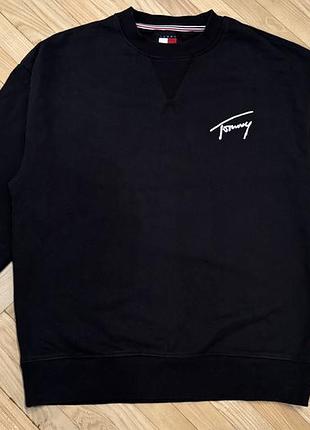 Оригінальний світшот tommy jeans signature logo чорний світшот томмі хілфігер
