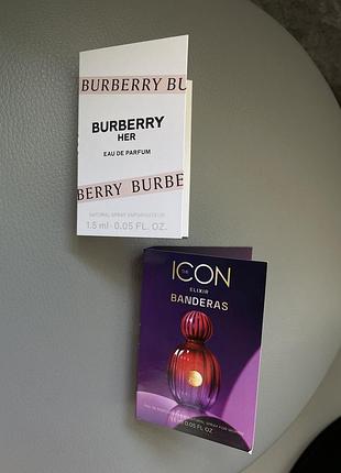 Мініатюри burberry her 1,5 мл | antonio banderas the icon elixir for women 1,5 мл