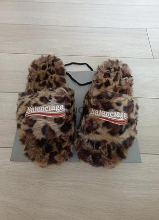 Тапки balenciaga leopard slides, 45 размер