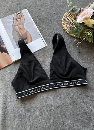 Безшовний бавовняний топ бюстгальтер з v вирізом чорний 80с 85в 85а 85с