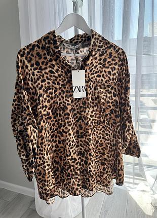 Віскозна сорочка zara леопардова рубашка zara оверсайз блуза zara