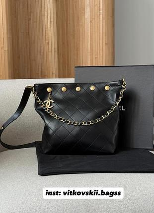 Сумочка quilted drawstring bag in black/gold🖤