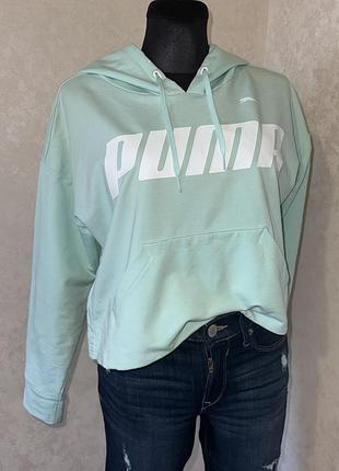 Кофта puma світшот оригінальний оверсайз толстовка пума мʼятного кольору