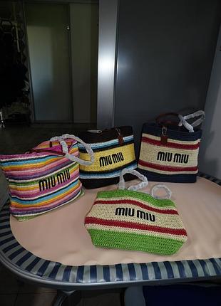 Пляжна соломʼяна сумка кроше crochet mi mi