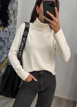 Товстий светер білий з горлом жіночий zara