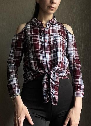 Бордова сорочка new look із відкритими плечима