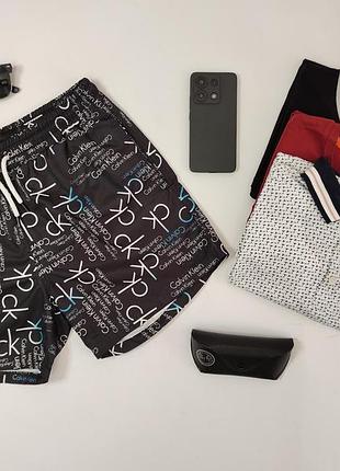 Пляжні чоловічі шорти calvin klein чорні брендові плавальні шорти з сіткою, p.s/m