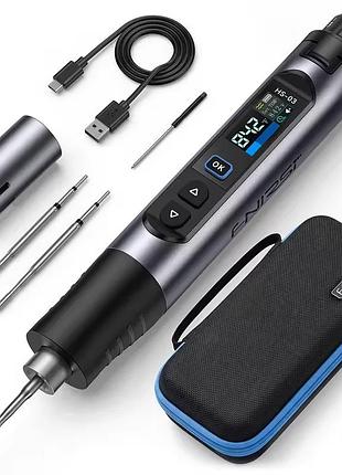 Паяльник fnirsi hs-03 + 3 жала k,i,is, аккумуляторный, беспроводной, usb type-c