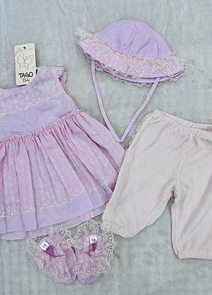 💗 літній комплект для дівчинки tago baby 68 см (5 предметів), новий