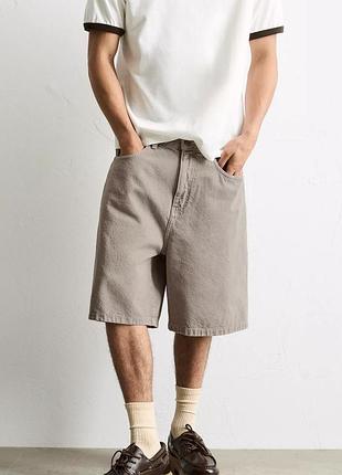 Широкі чоловічі джинсові шорти pull&bear baggy loose fit shorts