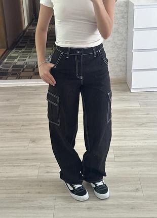 Чорні жіночі карго джинси h&m