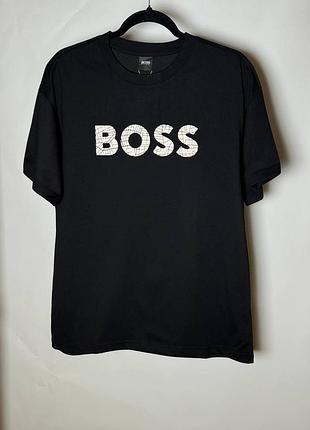 Мужская футболка boss regular fit crash logo t-shirt черная (hb12003.1m)